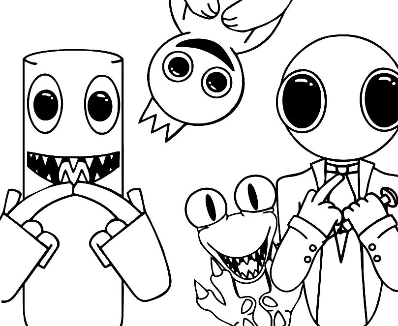 Çocuklar İçin Rainbow Friends Boyama Sayfaları 