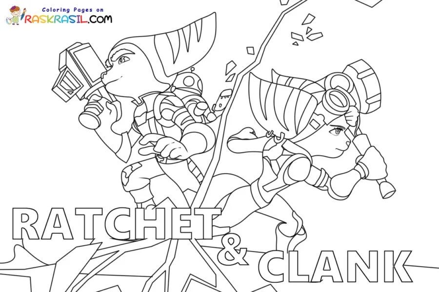 Çocuklar İçin Ratchet And Clank Boyama Sayfaları 