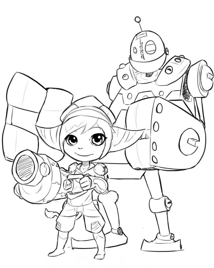 Çocuklar İçin Ratchet And Clank Boyama Sayfaları 