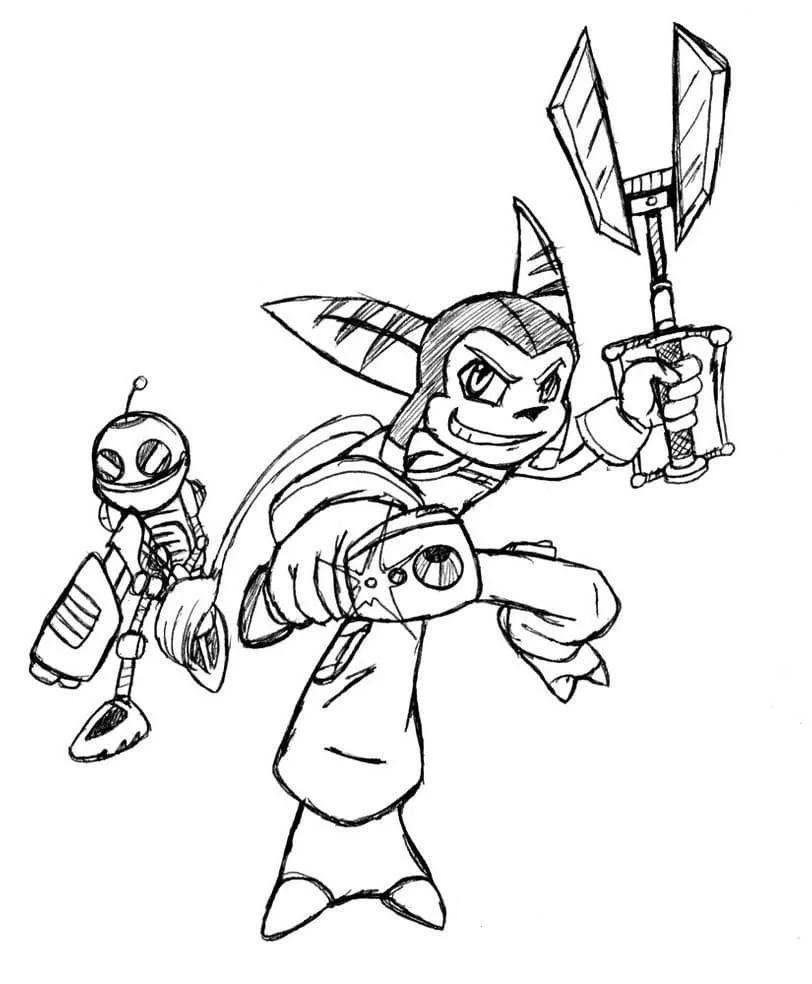 Çocuklar İçin Ratchet And Clank Boyama Sayfaları 
