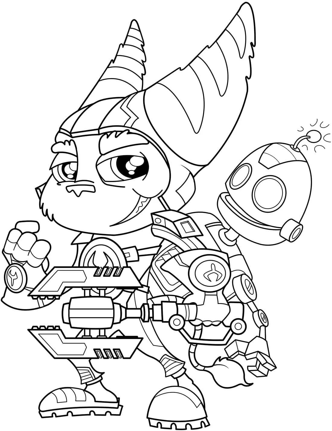 Çocuklar İçin Ratchet And Clank Boyama Sayfaları 