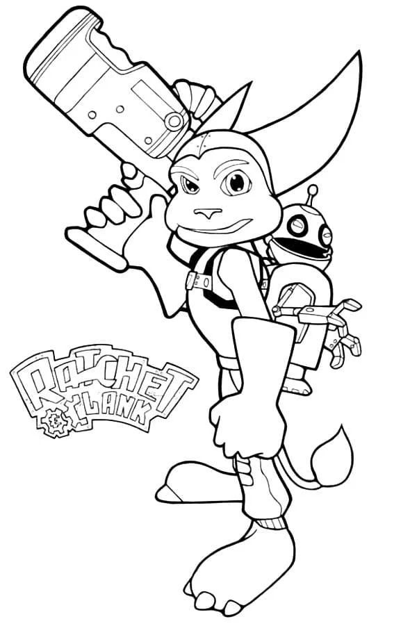 Çocuklar İçin Ratchet And Clank Boyama Sayfaları 