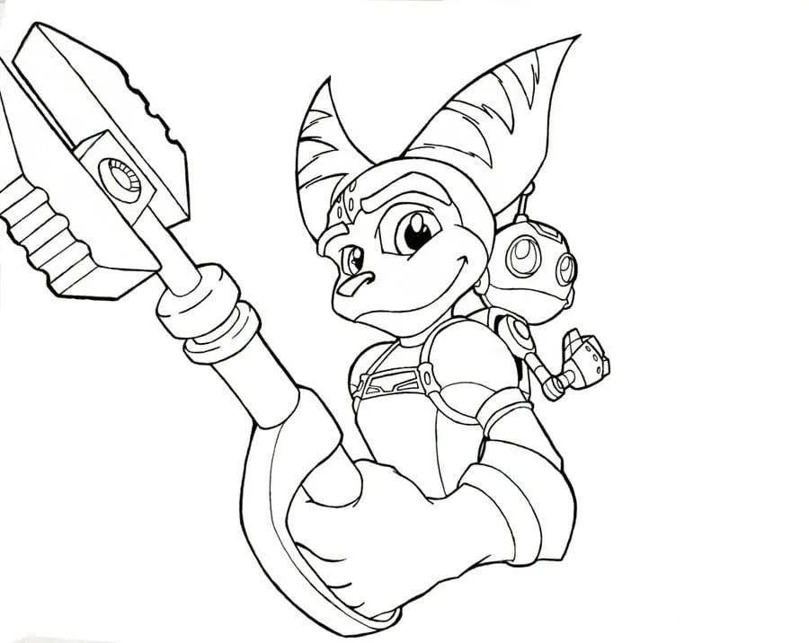 Çocuklar İçin Ratchet And Clank Boyama Sayfaları 