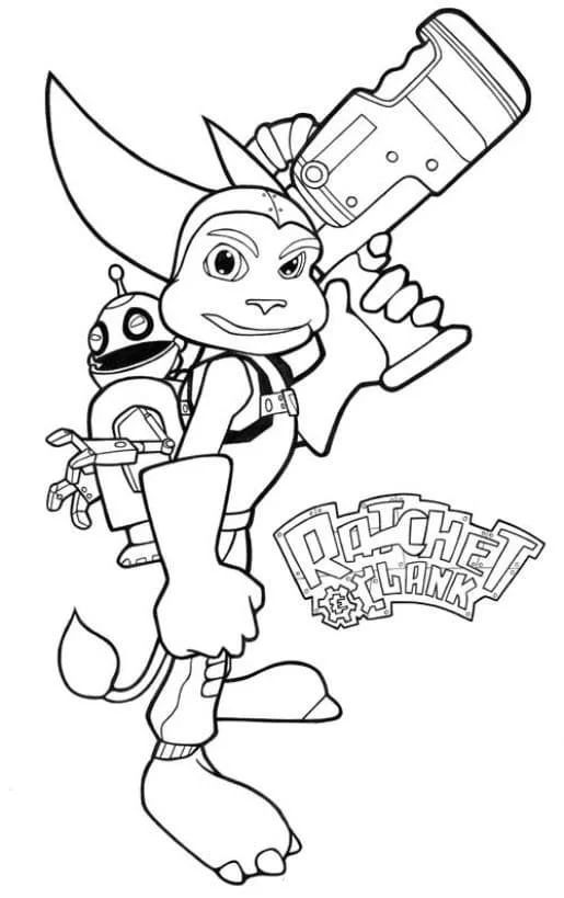 Çocuklar İçin Ratchet And Clank Boyama Sayfaları 