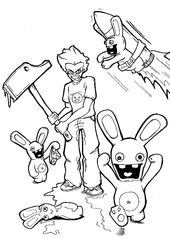 Çocuklar İçin Raving Rabbids Boyama Sayfaları 