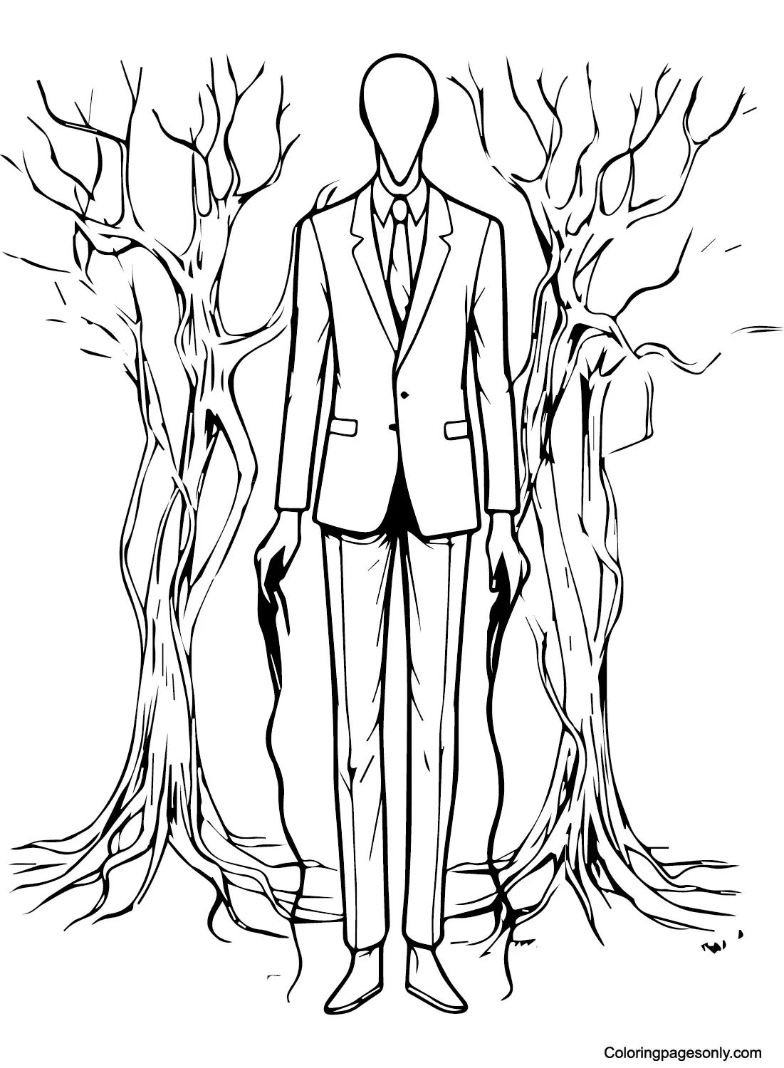 Çocuklar İçin Slender Man Boyama Sayfaları 