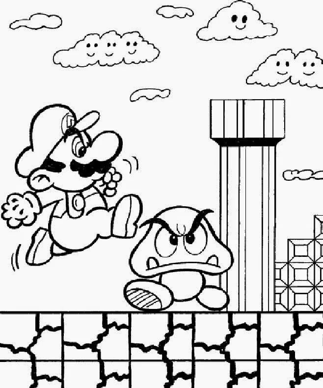 Çocuklar İçin Super Mario Bros Boyama Sayfaları 