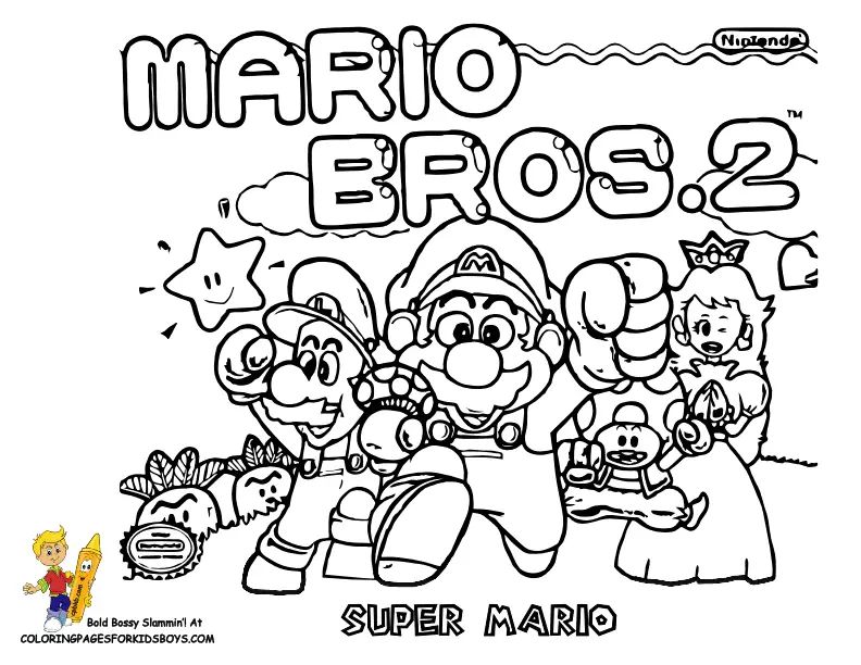 Çocuklar İçin Super Mario Bros Boyama Sayfaları 