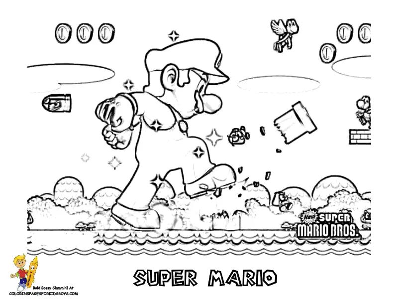 Çocuklar İçin Super Mario Bros Boyama Sayfaları 