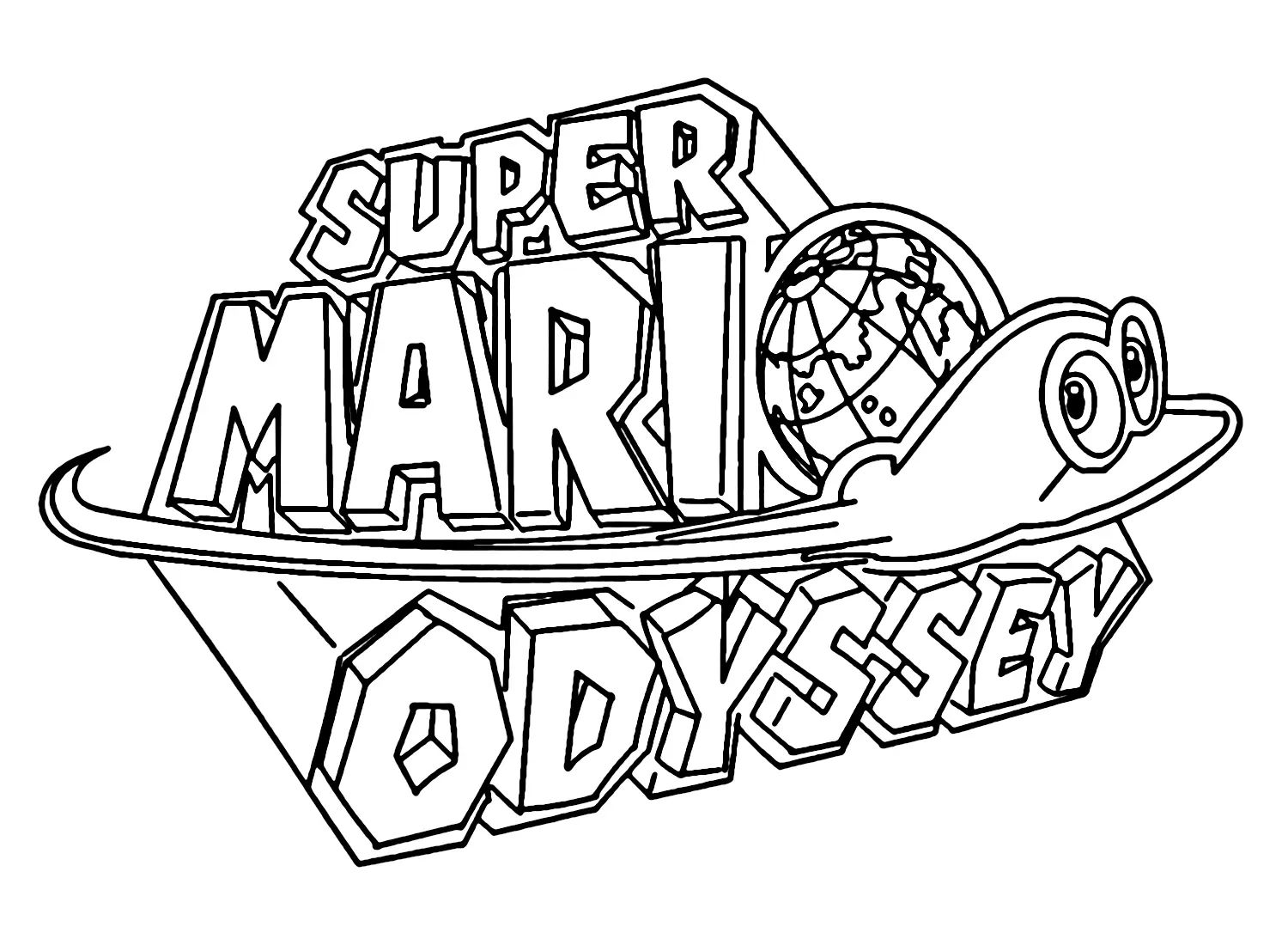 Çocuklar İçin Super Mario Odyssey Boyama Sayfaları 