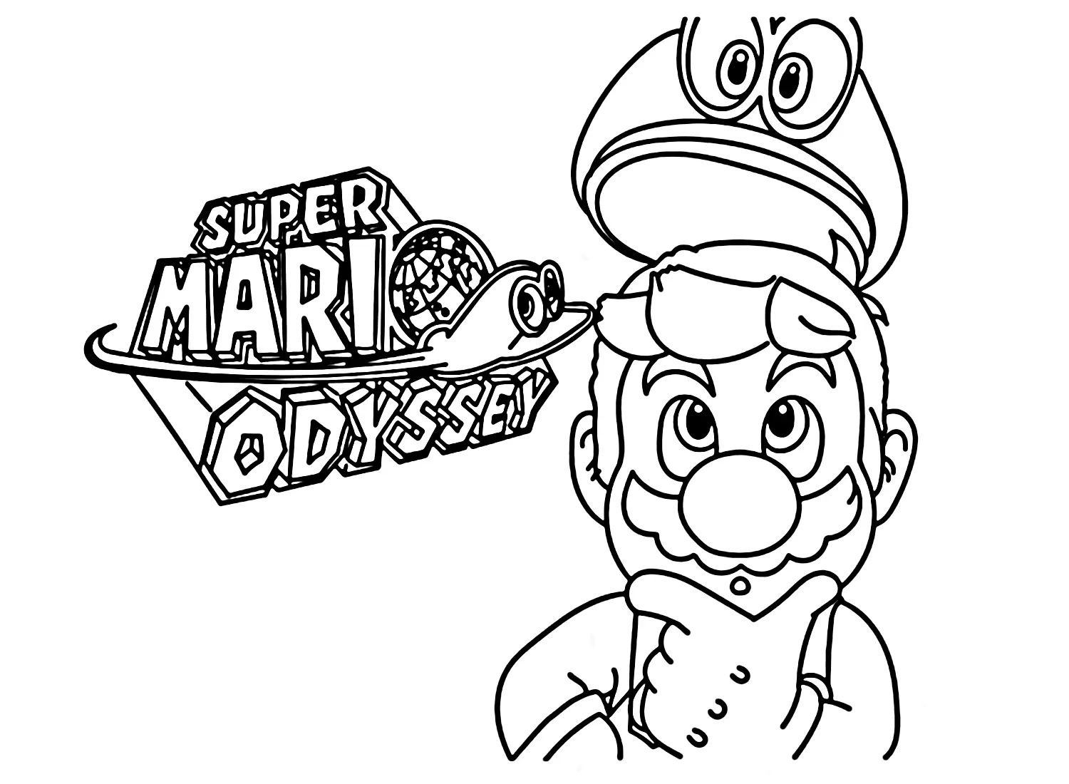 Çocuklar İçin Super Mario Odyssey Boyama Sayfaları 
