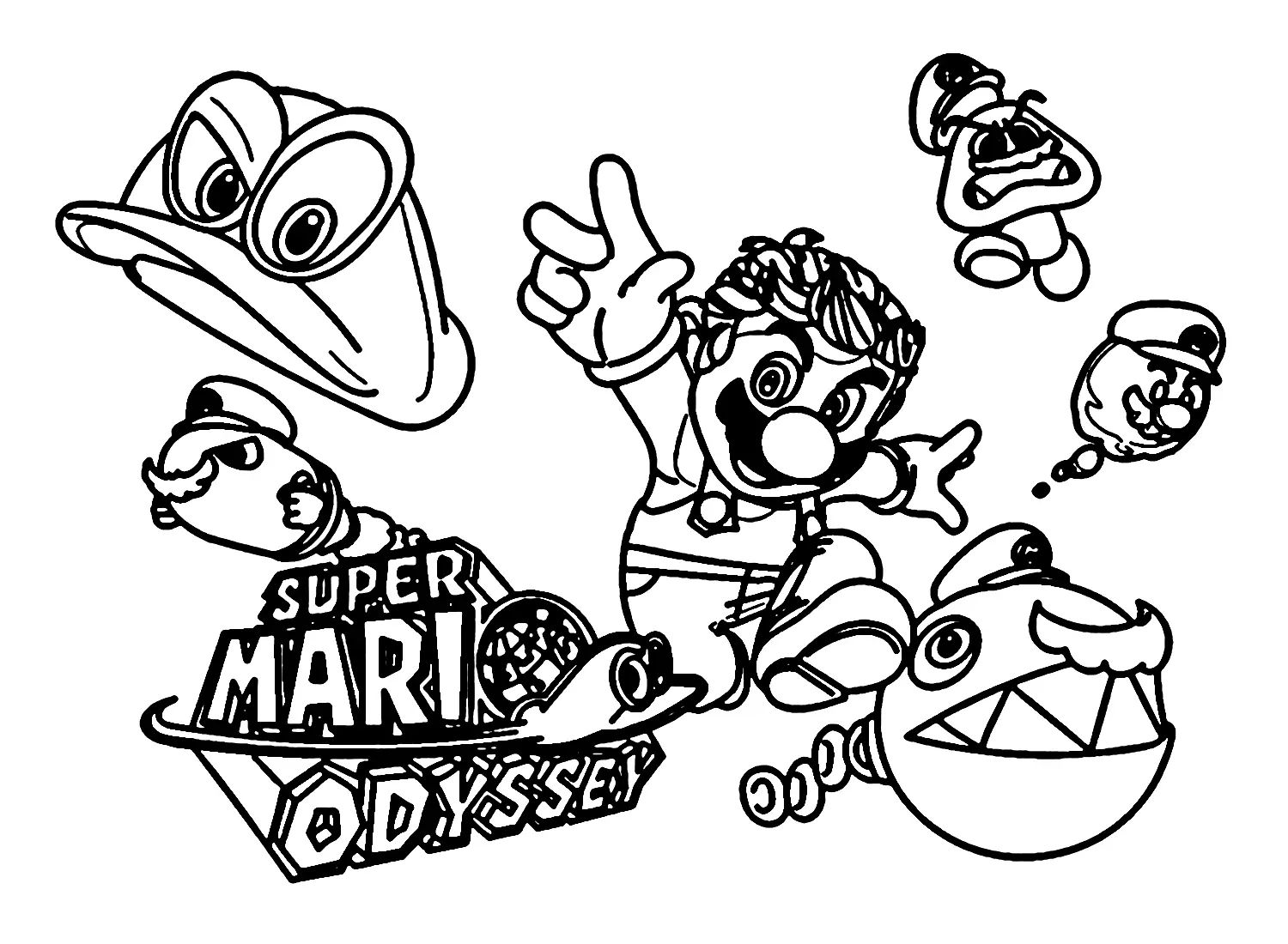 Çocuklar İçin Super Mario Odyssey Boyama Sayfaları 