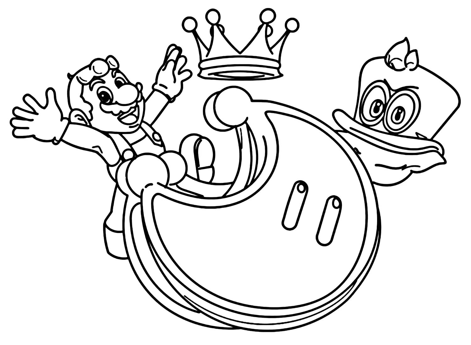 Çocuklar İçin Super Mario Odyssey Boyama Sayfaları 