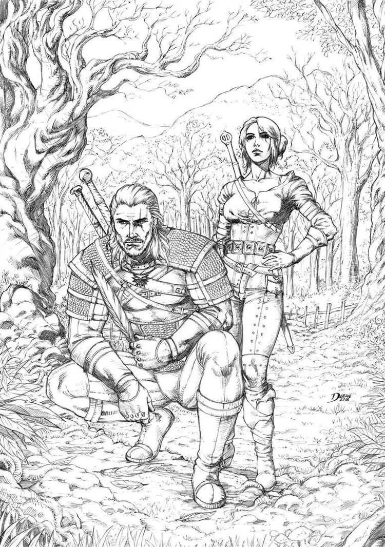 Çocuklar İçin The Witcher Boyama Sayfaları 