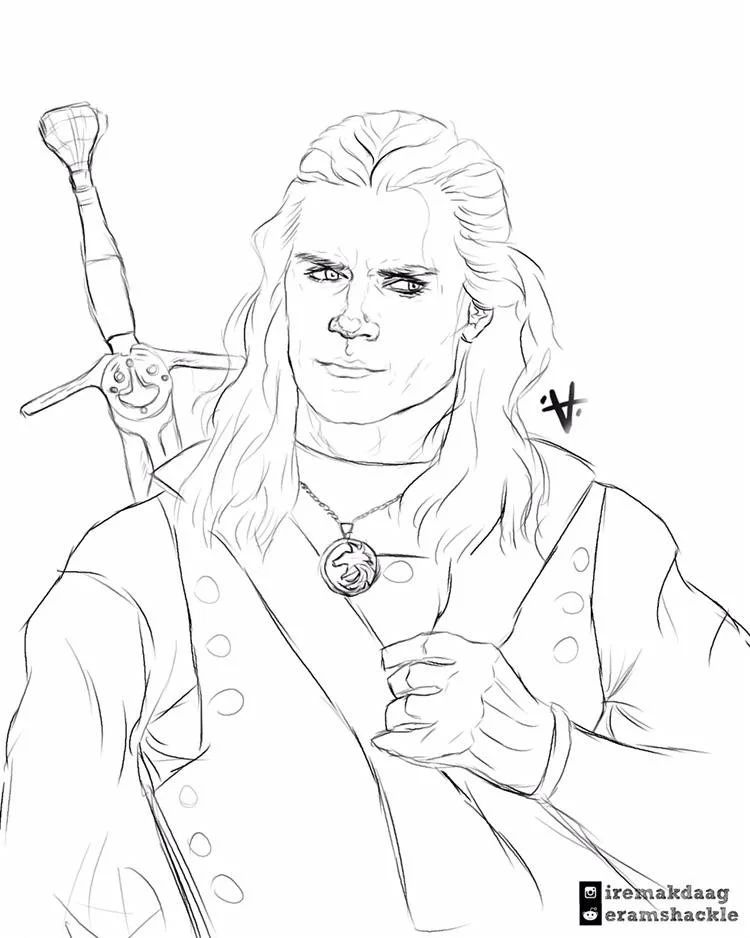 Çocuklar İçin The Witcher Boyama Sayfaları 