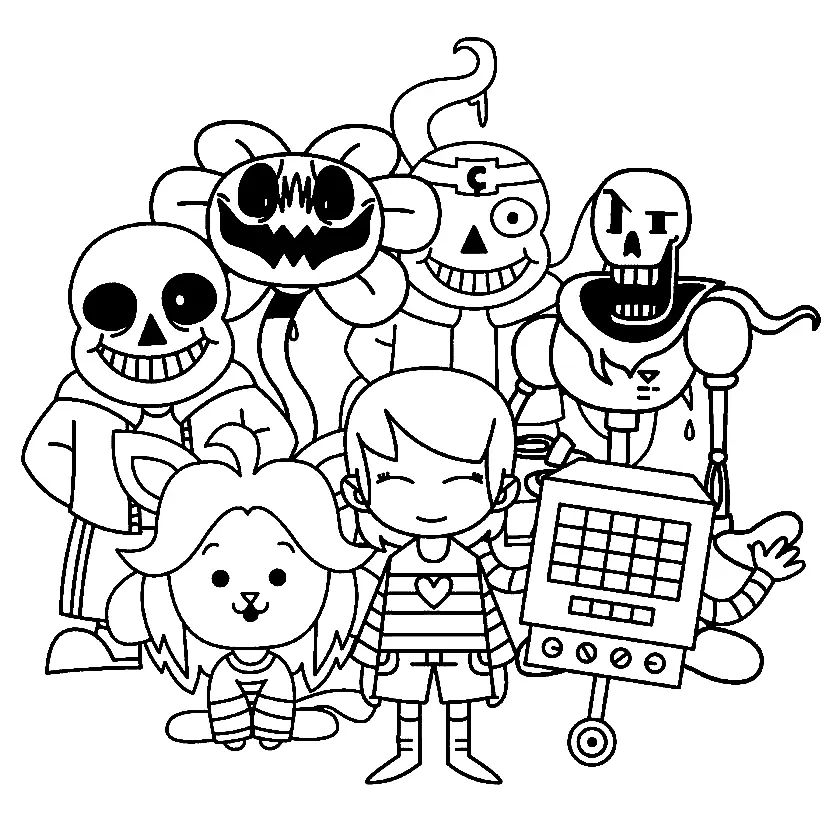 Çocuklar İçin Undertale Boyama Sayfaları 