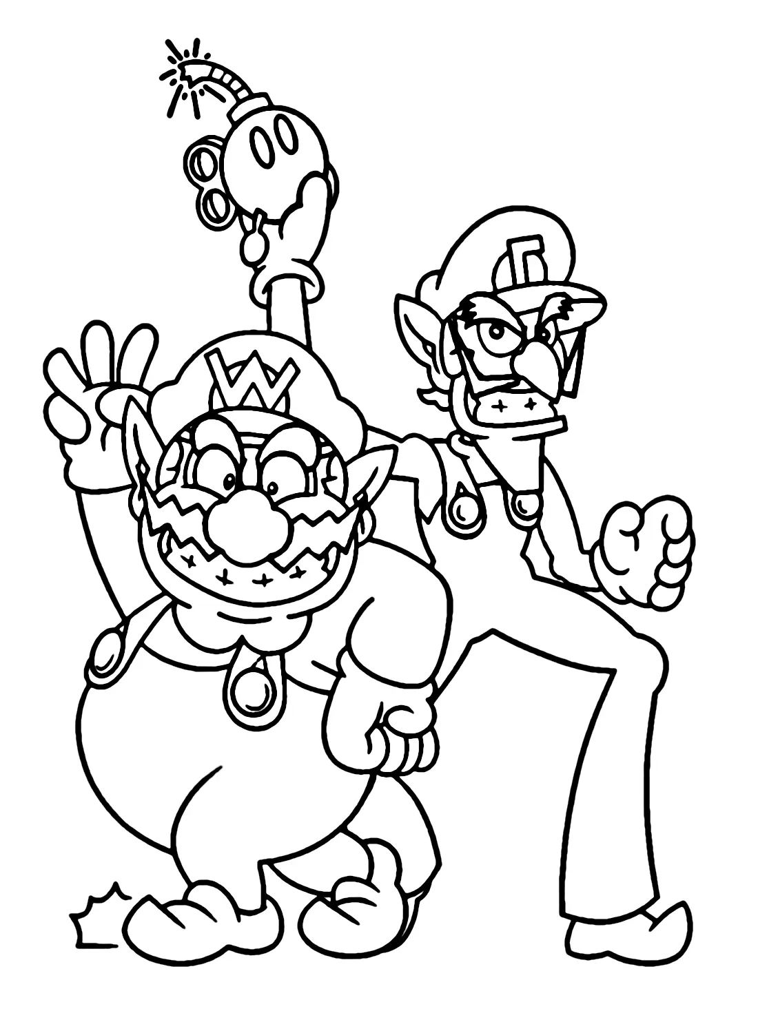 Çocuklar İçin Waluigi Boyama Sayfaları 