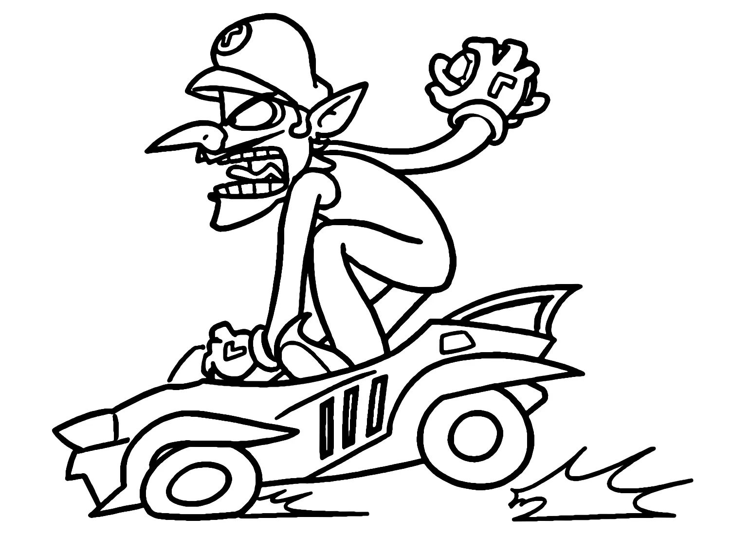 Çocuklar İçin Waluigi Boyama Sayfaları 