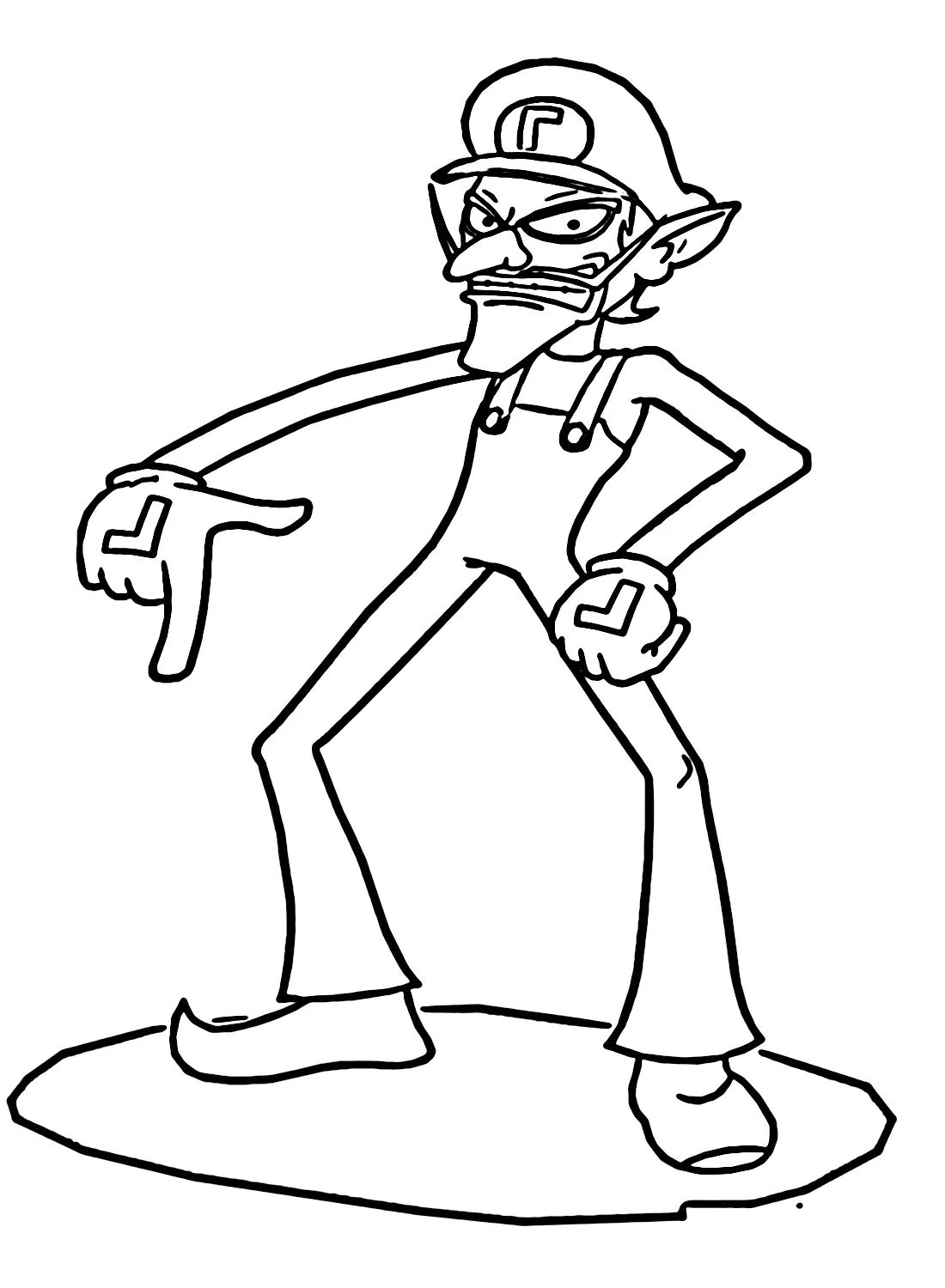 Çocuklar İçin Waluigi Boyama Sayfaları 