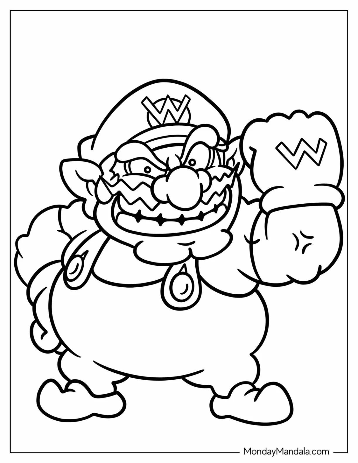 Çocuklar İçin Wario Boyama Sayfaları 