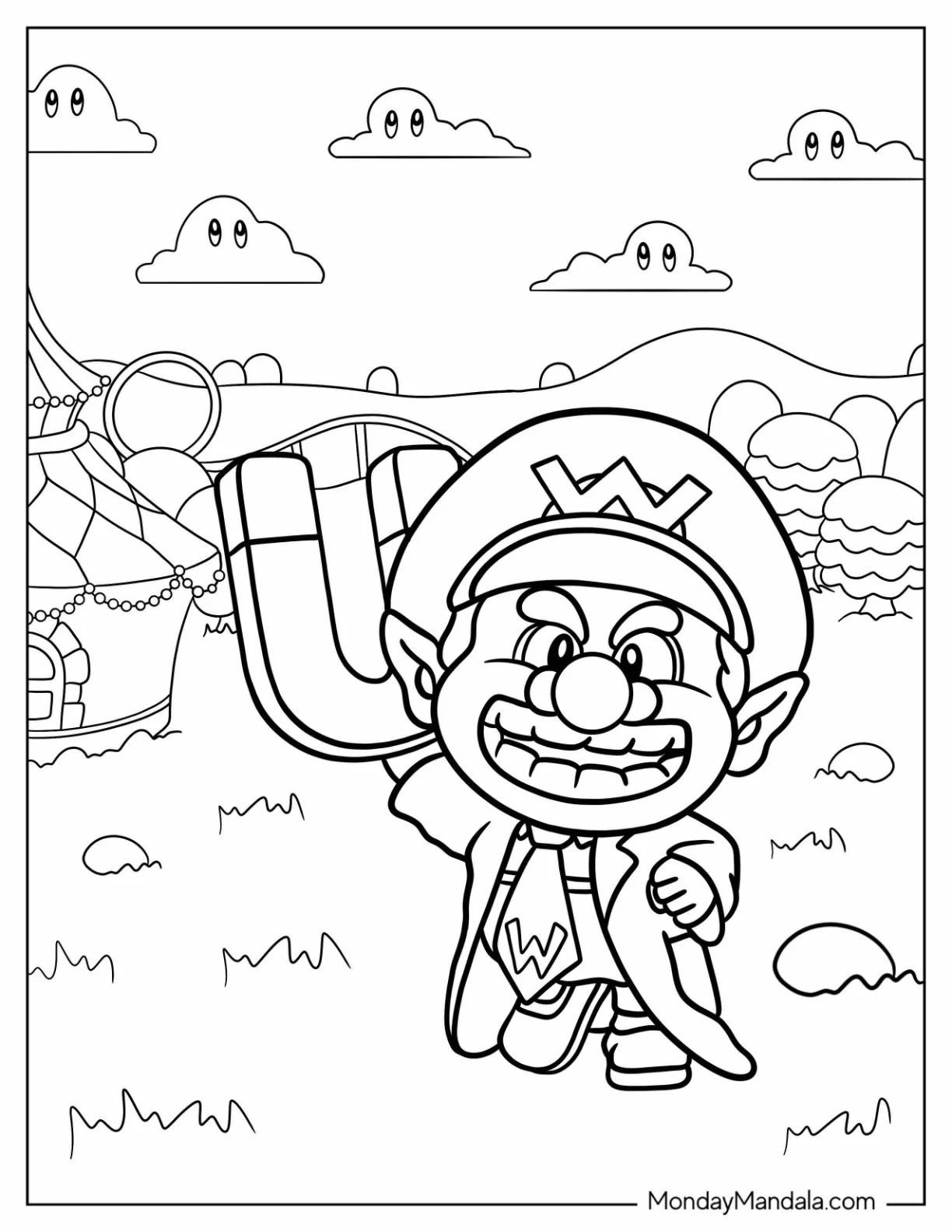 Çocuklar İçin Wario Boyama Sayfaları 