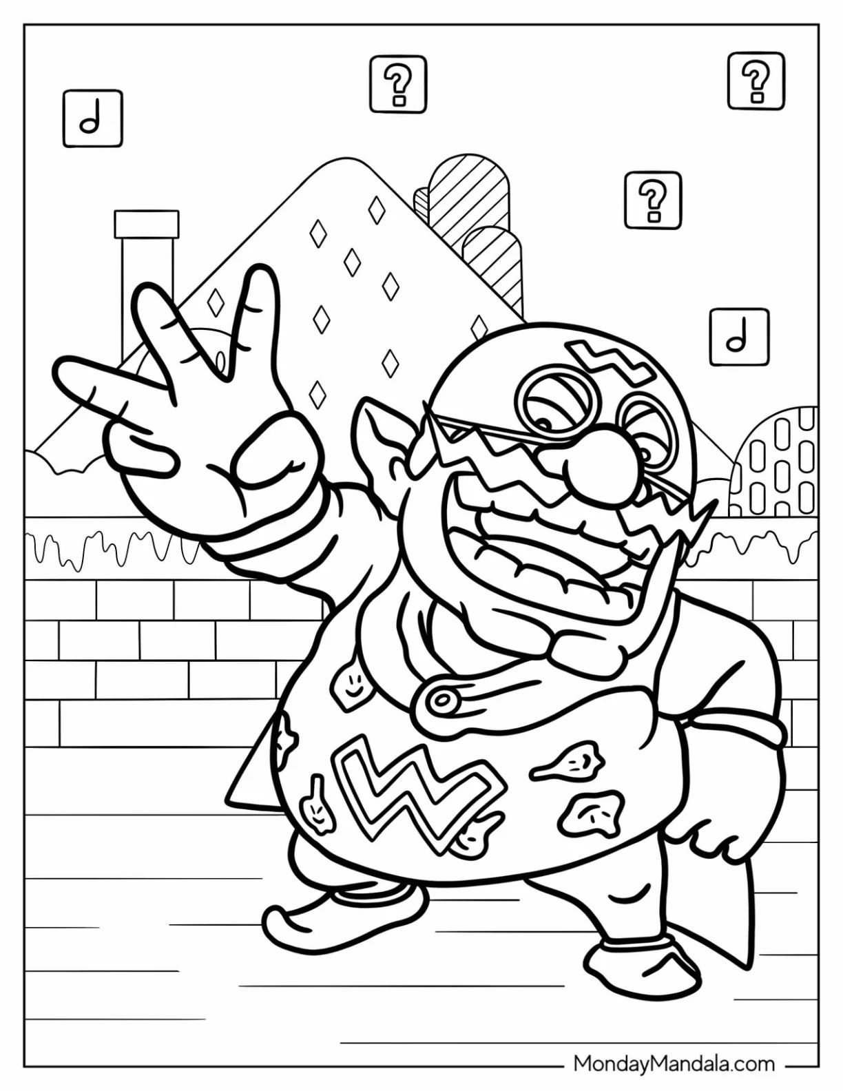 Çocuklar İçin Wario Boyama Sayfaları 
