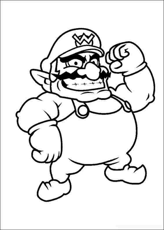Çocuklar İçin Wario Boyama Sayfaları 