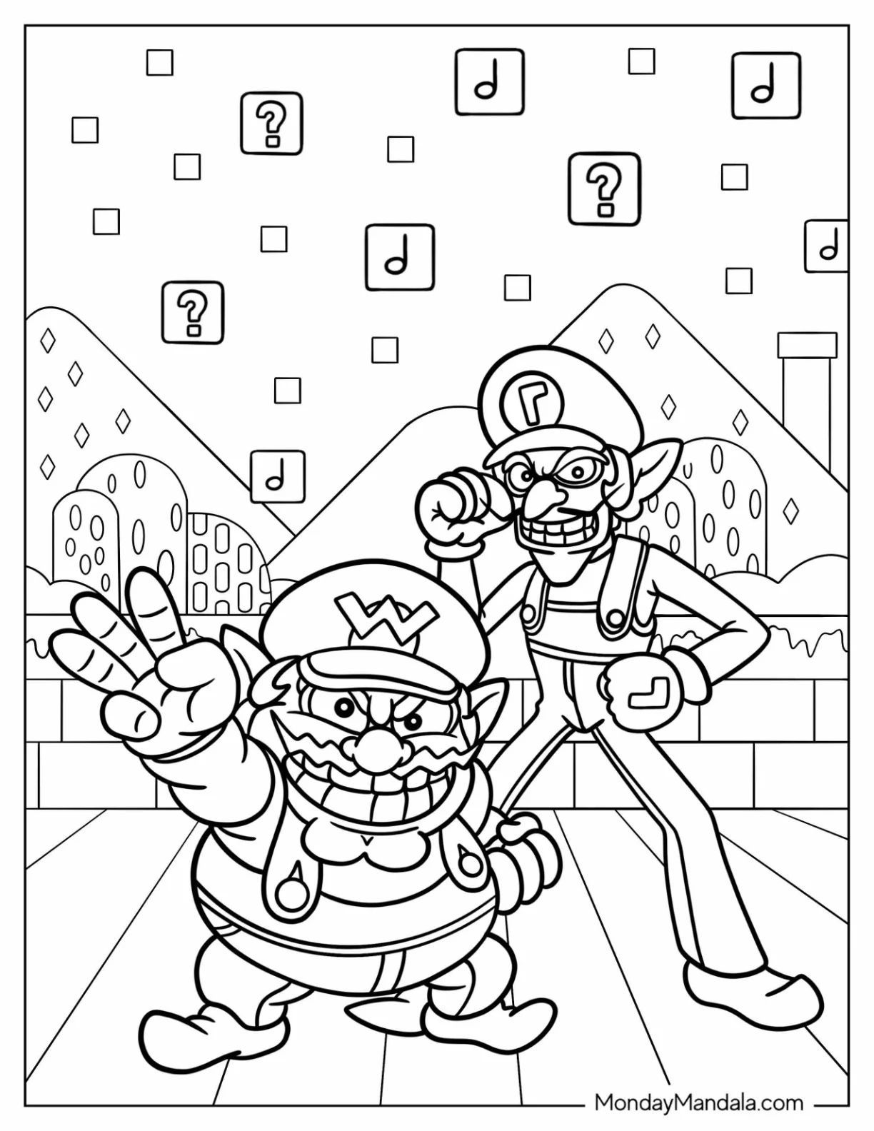 Çocuklar İçin Wario Boyama Sayfaları 