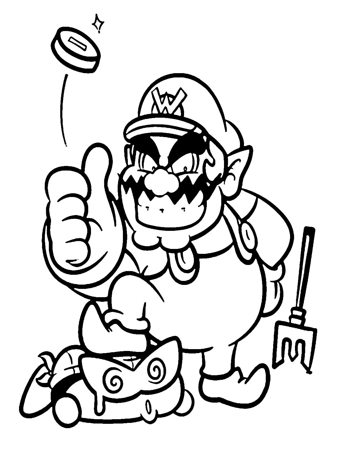 Çocuklar İçin Wario Boyama Sayfaları 