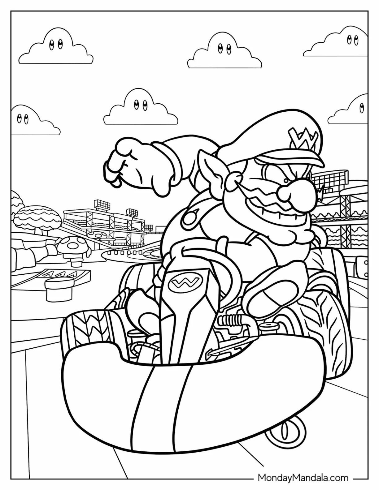 Çocuklar İçin Wario Boyama Sayfaları 