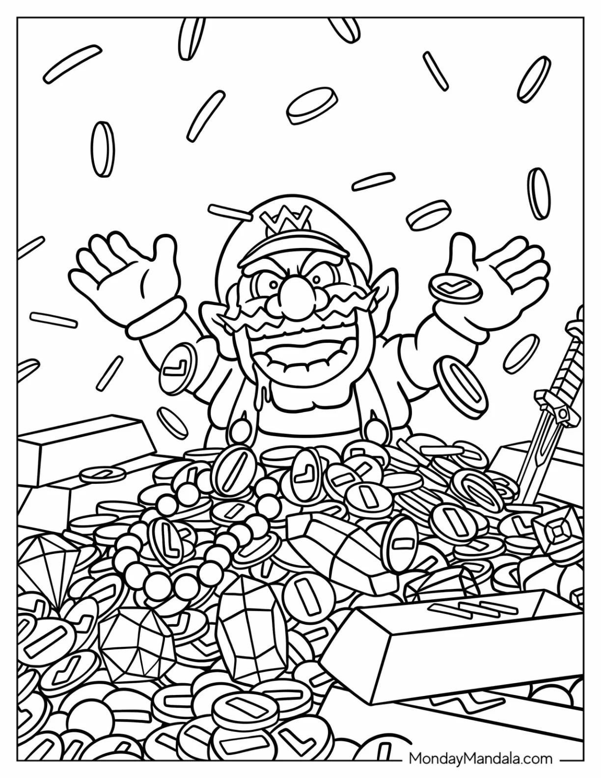 Çocuklar İçin Wario Boyama Sayfaları 