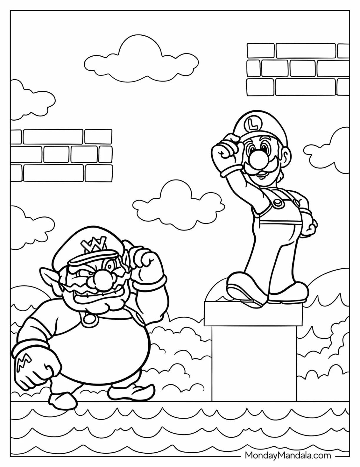 Çocuklar İçin Wario Boyama Sayfaları 
