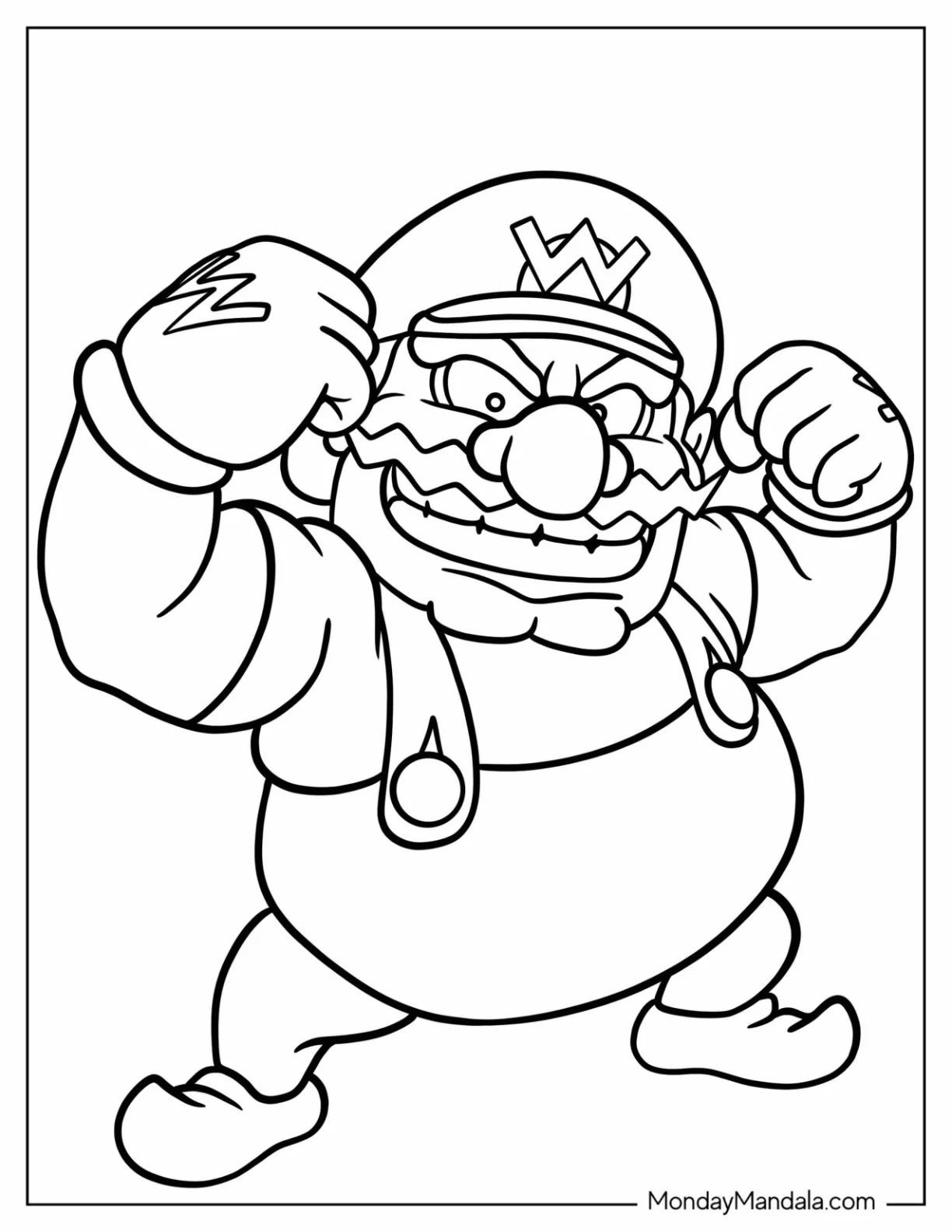 Çocuklar İçin Wario Boyama Sayfaları 