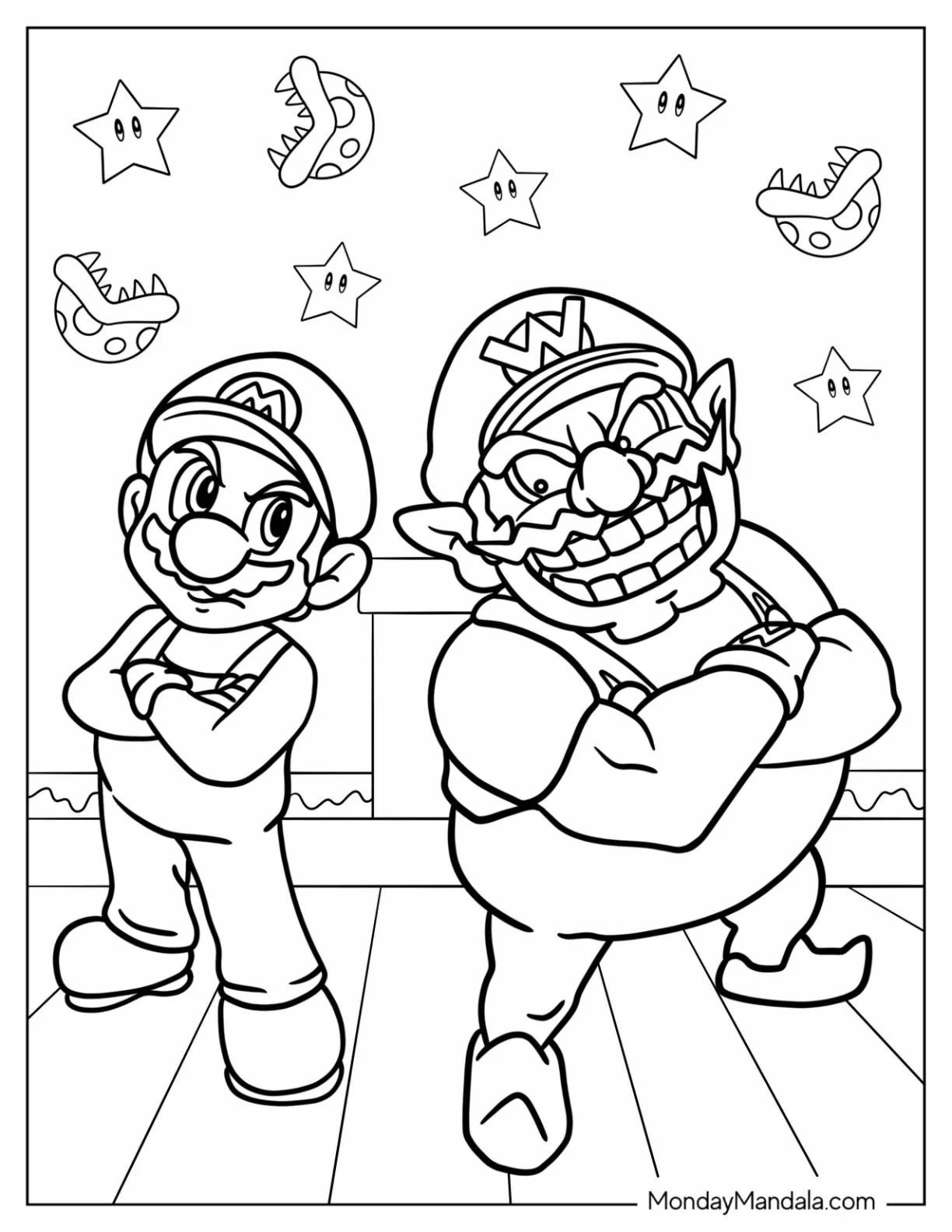Çocuklar İçin Wario Boyama Sayfaları 