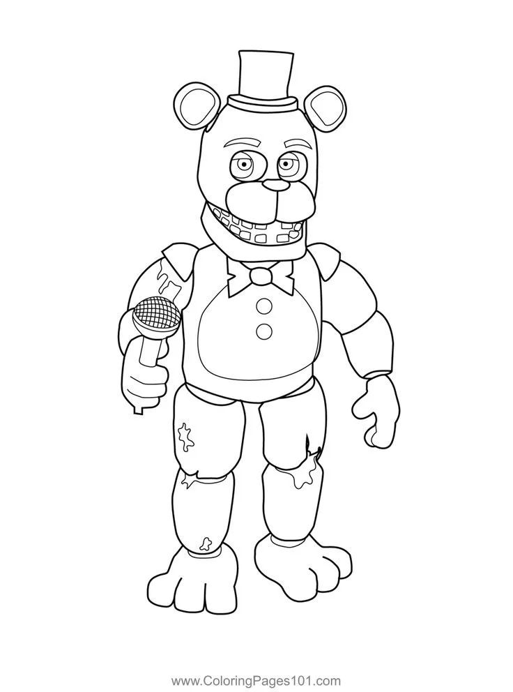 Çocuklar İçin Withered Freddy Boyama Sayfaları 