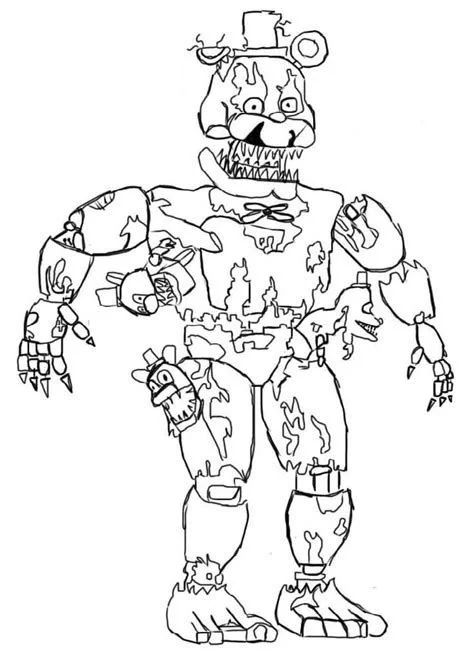 Çocuklar İçin Withered Freddy Boyama Sayfaları 