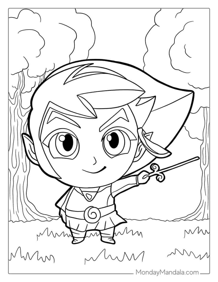 Çocuklar İçin Zelda Boyama Sayfaları 