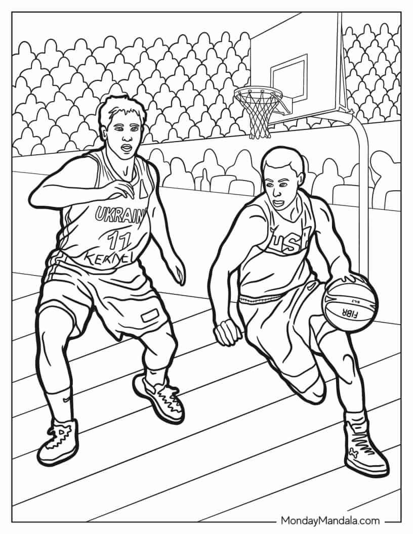 Çocuklar İçin Basketbol Boyama Sayfaları 