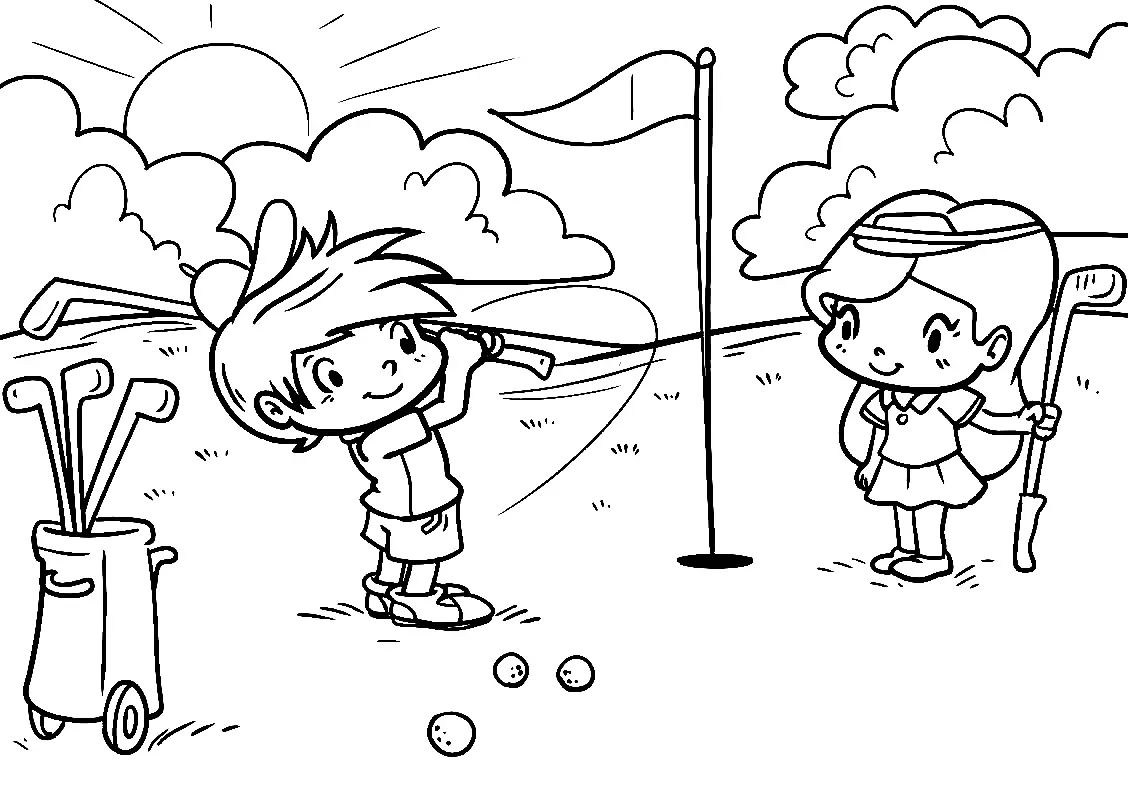 Çocuklar İçin Golf Boyama Sayfaları 