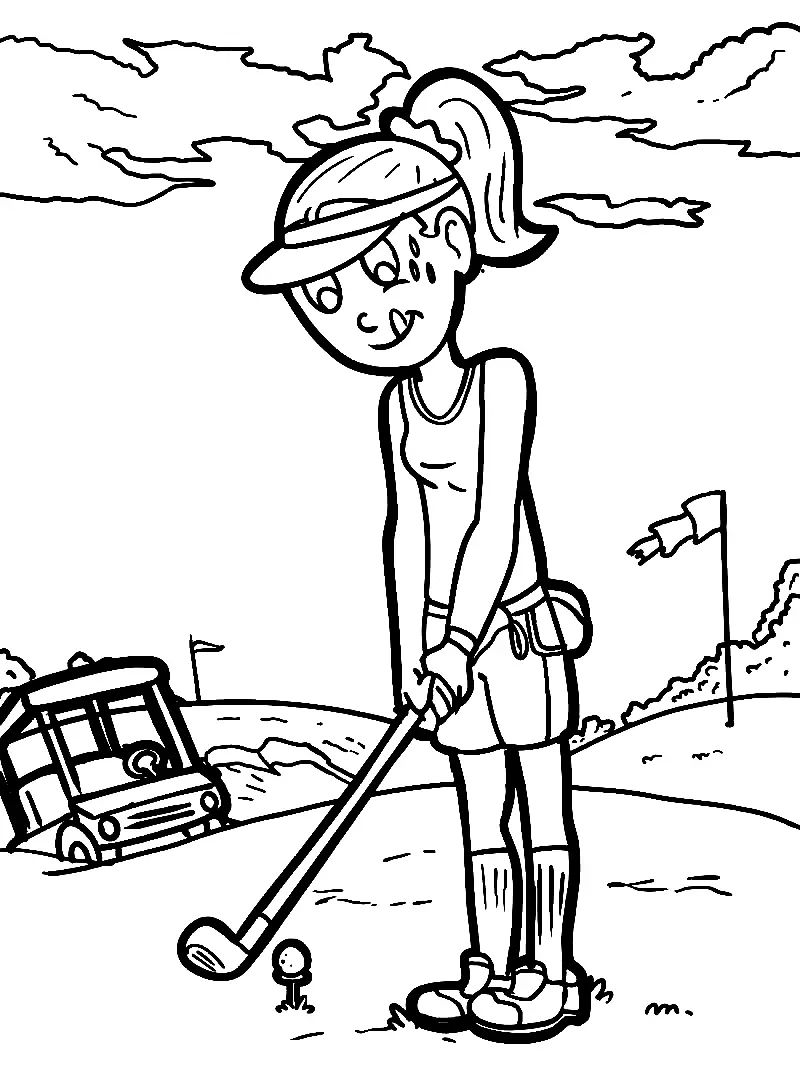 Çocuklar İçin Golf Boyama Sayfaları 
