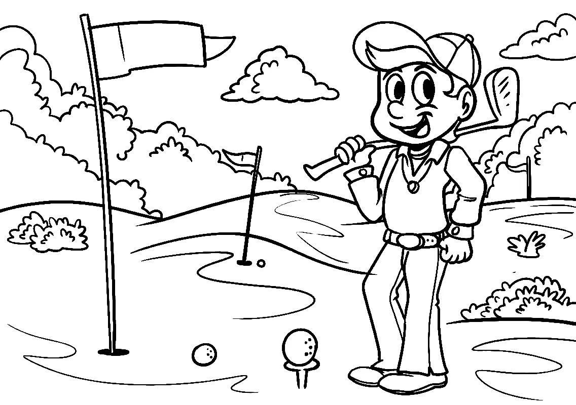 Çocuklar İçin Golf Boyama Sayfaları 