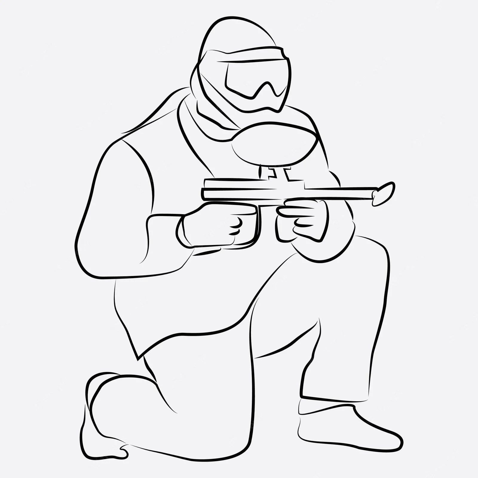 Çocuklar İçin Paintball Boyama Sayfaları 