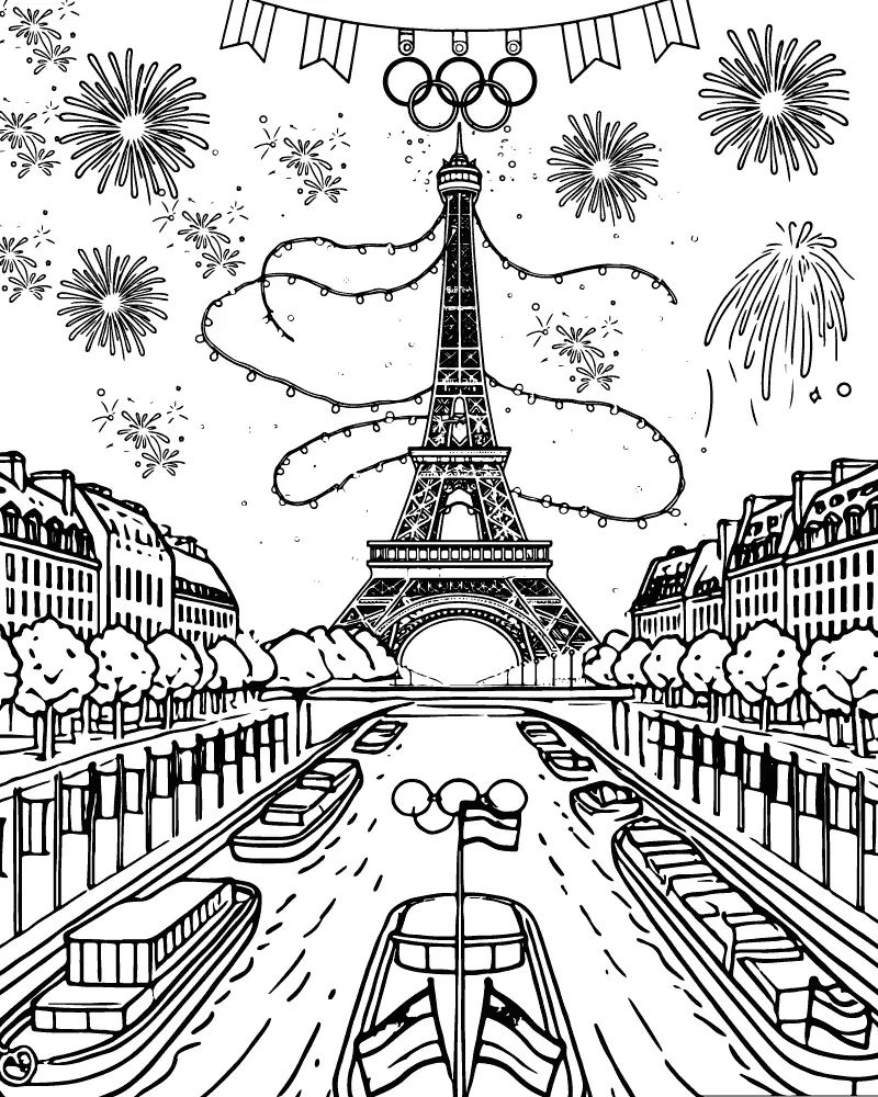 Çocuklar İçin Paris-2024-olimpiyatları Boyama Sayfaları 