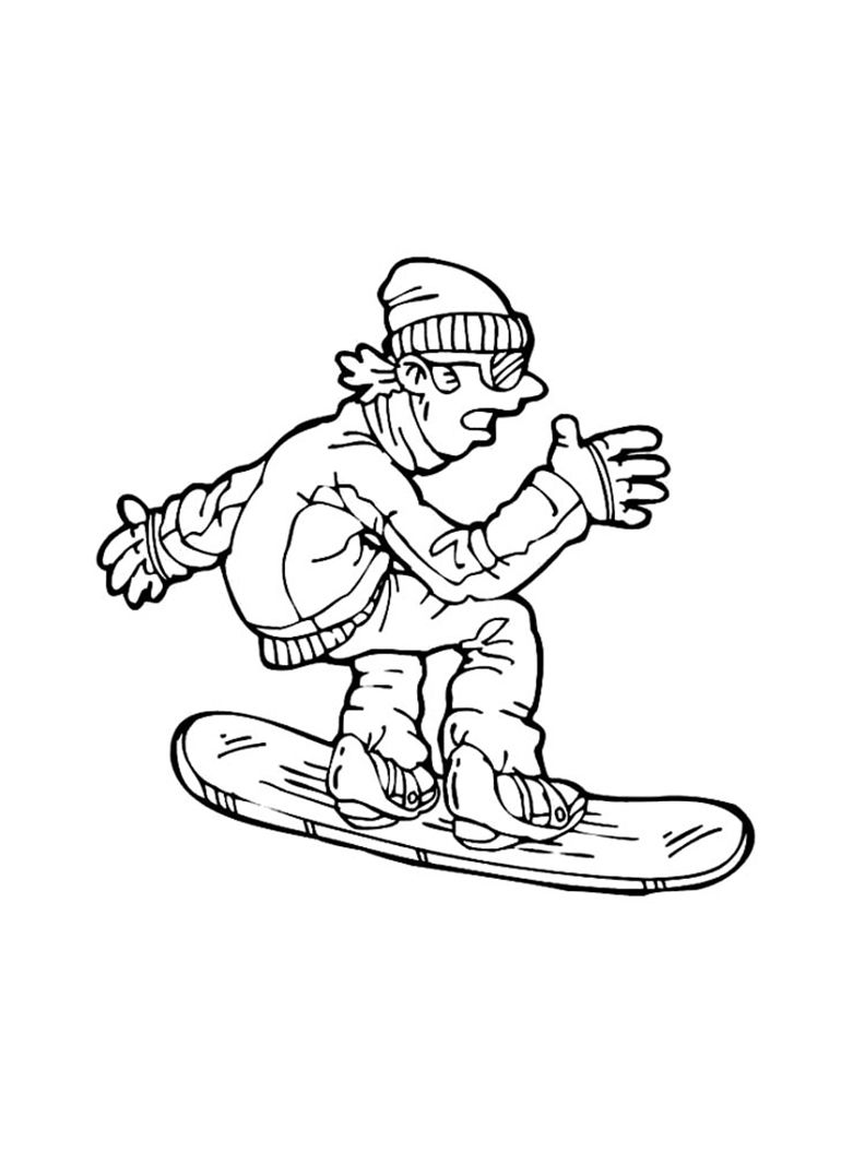 Çocuklar İçin Snowboard Boyama Sayfaları 