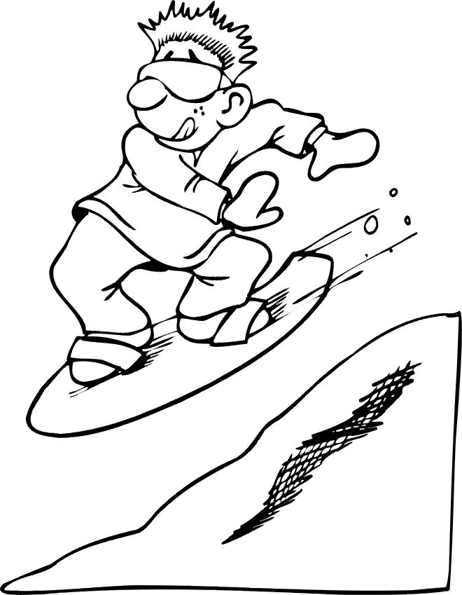 Çocuklar İçin Snowboard Boyama Sayfaları 
