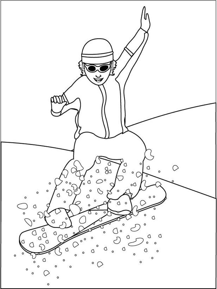 Çocuklar İçin Snowboard Boyama Sayfaları 