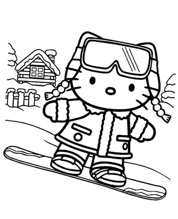 Çocuklar İçin Snowboard Boyama Sayfaları 