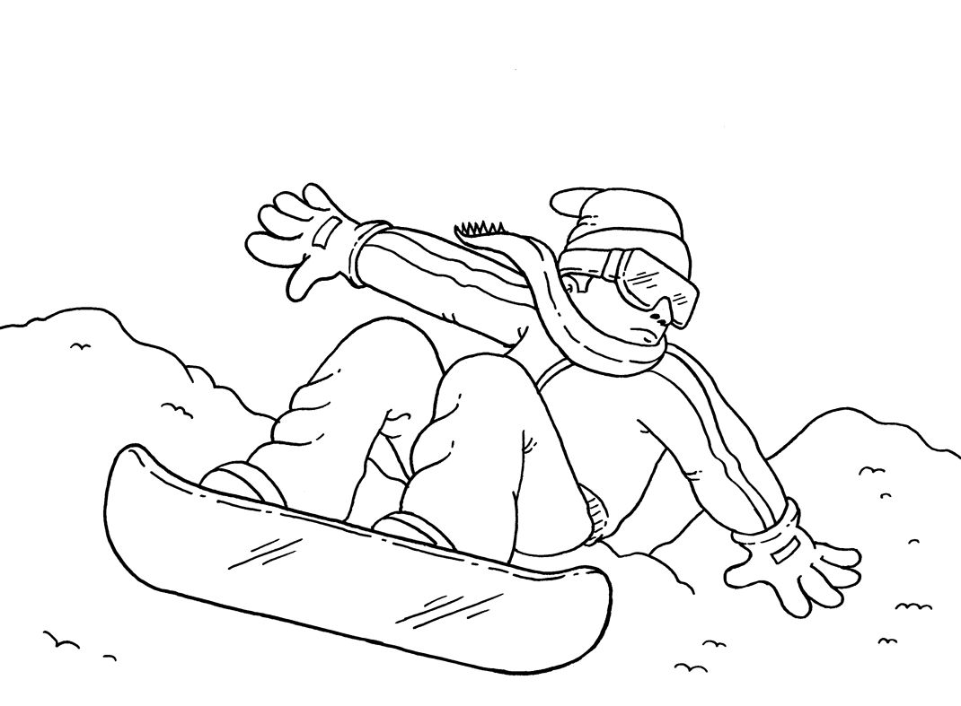 Çocuklar İçin Snowboard Boyama Sayfaları 