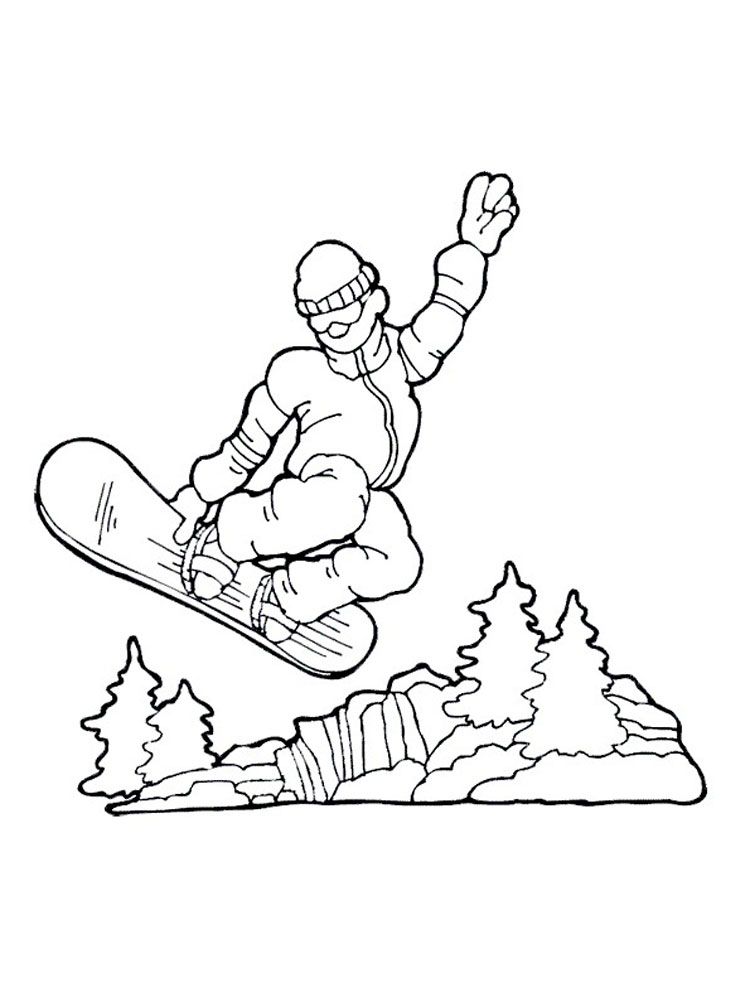 Çocuklar İçin Snowboard Boyama Sayfaları 