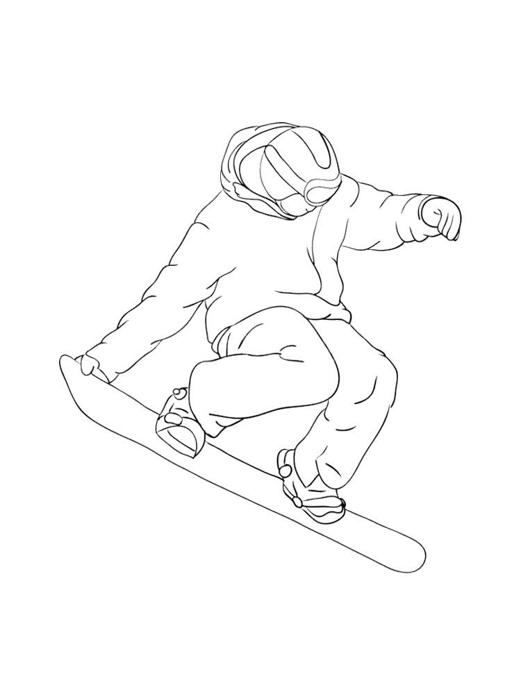 Çocuklar İçin Snowboard Boyama Sayfaları 
